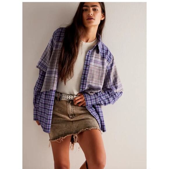 We The Free Layer It Up Plaid Long Sleeve Shirt Multicolor Size M NWT - Picture 2 of 12